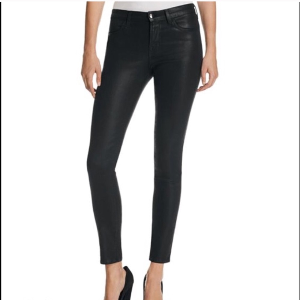 J Brand Textured Black Coated Super Skinny Jeans